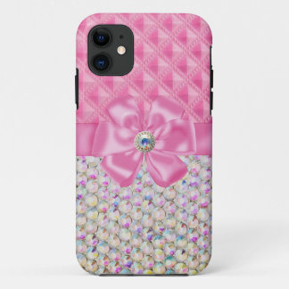 Iridescent Rhinestones Ribbon Bows Iphone Case