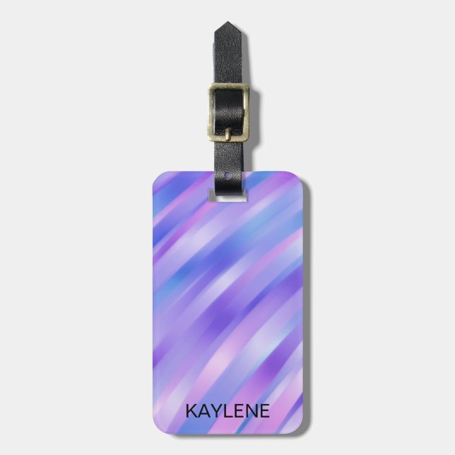 Iridescent Ribbons Personalised Luggage Tag (Front Vertical)