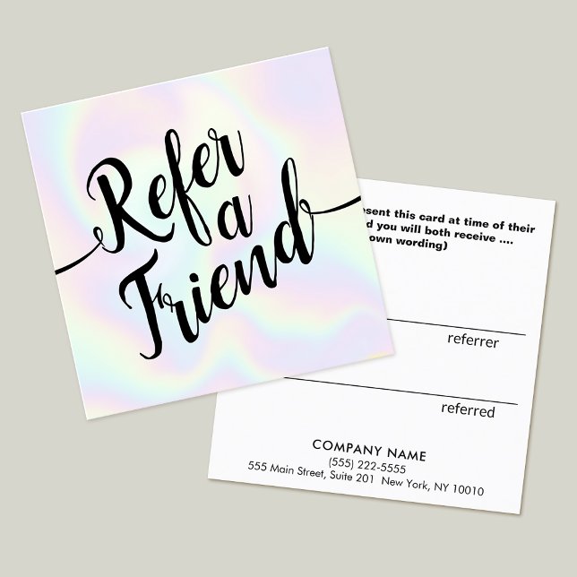 Iridescent Script Calligraphy Referral Card (Creator Uploaded)