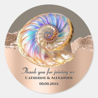 Iridescent Shell Wedding Thank You Sticker