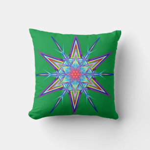 Iridescent Shimmering Snowflake Star Throw Pillow