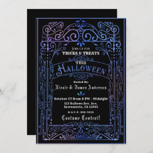 Iridescent Shine Vintage Victorian Deco Halloween Invitation