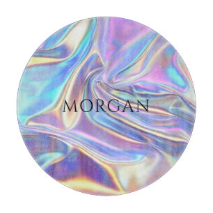 Iridescent Shiny Metallic Fabric, Name Cutting Board