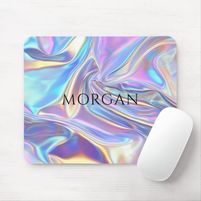 Iridescent Shiny Metallic Fabric, Name Mouse Pad (With Mouse)