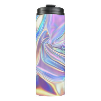 Iridescent Shiny Metallic Fabric, Teal Gold Purple Thermal Tumbler