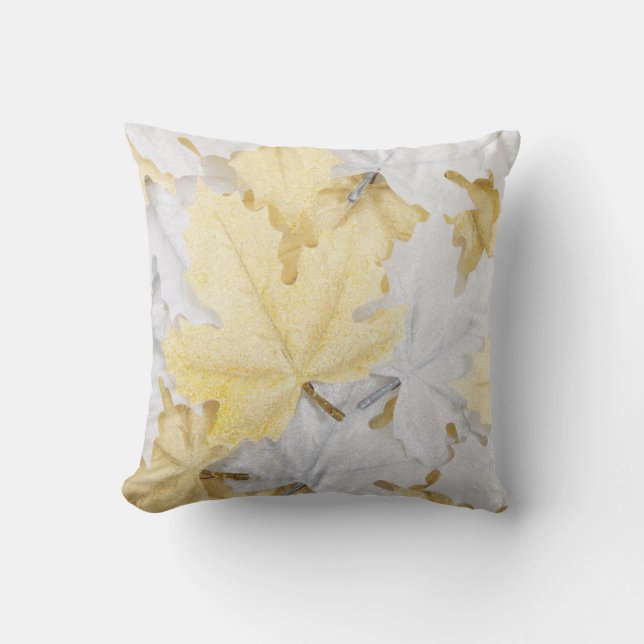 Iridescent Silver Leaves Throw PIllow (Front)