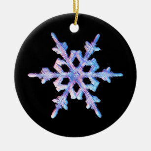 Iridescent snowflake ceramic tree decoration