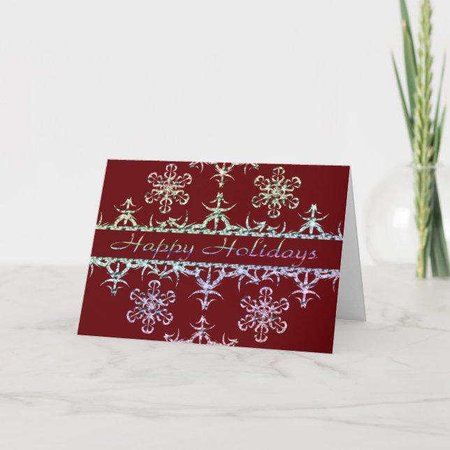 Iridescent Snowflake Greeting Card Template (Front)