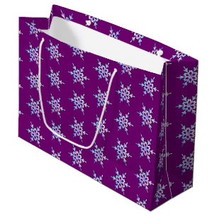 Iridescent snowflake on amethyst purple large gift bag