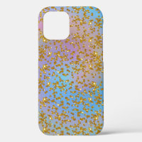 Iridescent Spiral and Gold Glitter Confetti
