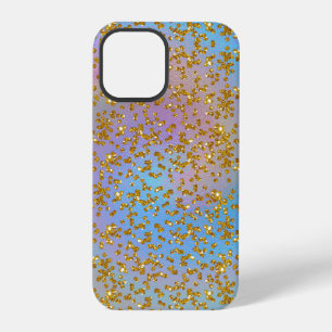 Iridescent Spiral and Gold Glitter Confetti iPhone 12 Pro Case