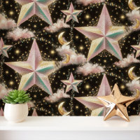 Iridescent Stars and Gold Moons on Black