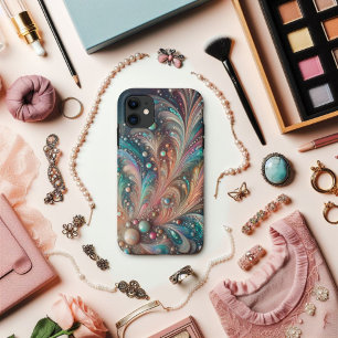 Iridescent Teal And Peach Glitter Bling Case-Mate iPhone Case