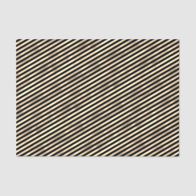 Iridescent "textured foil" pale gold  black stripe tissue paper (Front)