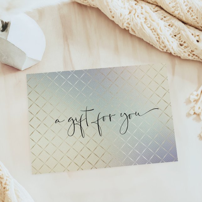 Iridescent Textured Modern Script Gift Certificate (Creator Uploaded)