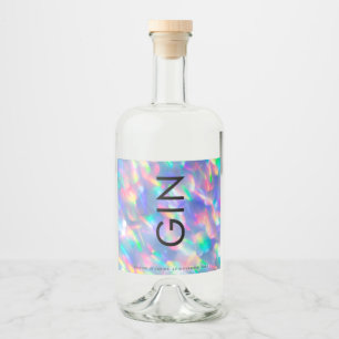 Iridescent Ultra Modern Monogram Gin Liquor Bottle Label