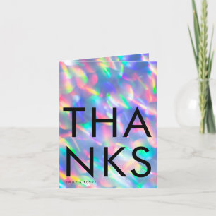 Iridescent Ultra Modern Monogram Wedding Thank You Card