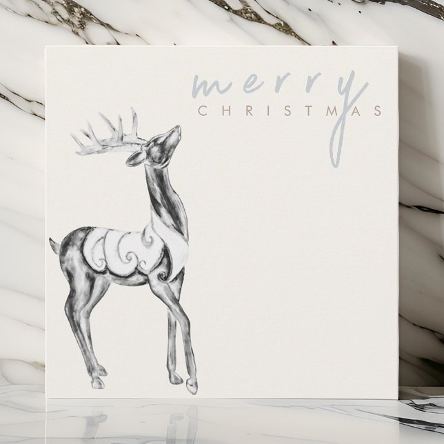 Iridescent Watercolor Reindeer Merry Christmas  Holiday Card (Creator Uploaded)