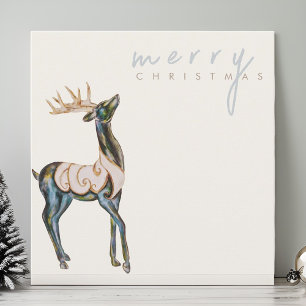 Iridescent Watercolor Reindeer Merry Christmas  Holiday Card
