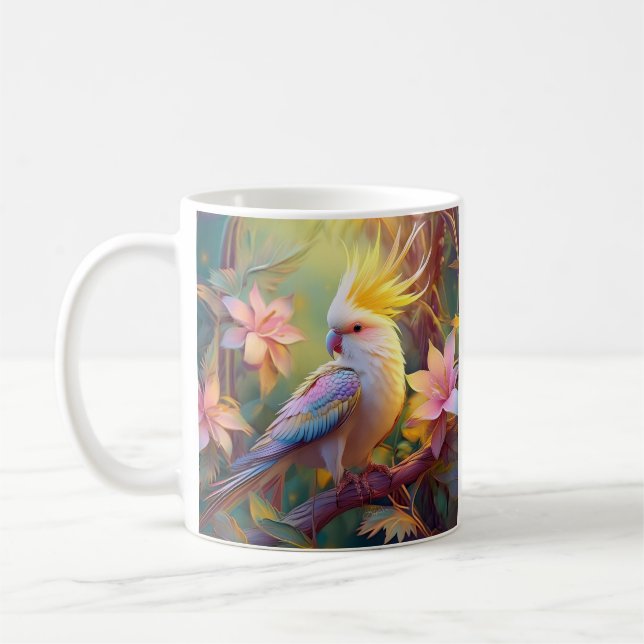Iridescent Wing Cockatiel Fantasy Bird Coffee Mug (Left)