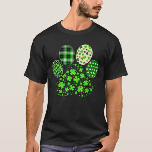 Iriish Cute Dog Paw Clovers St Patrick's Day Lucky T-Shirt