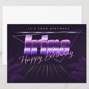 Irina Name Vorname lila retro Karte Geburtstag Card