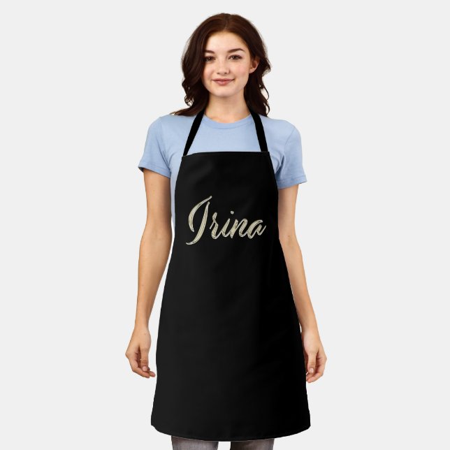 Irina white gold Handwriting Kitchen apron (Worn)