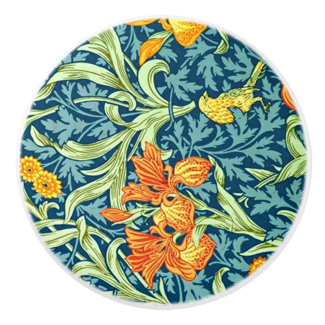 Iris, a William Morris pattern, Ceramic Knob (Front)