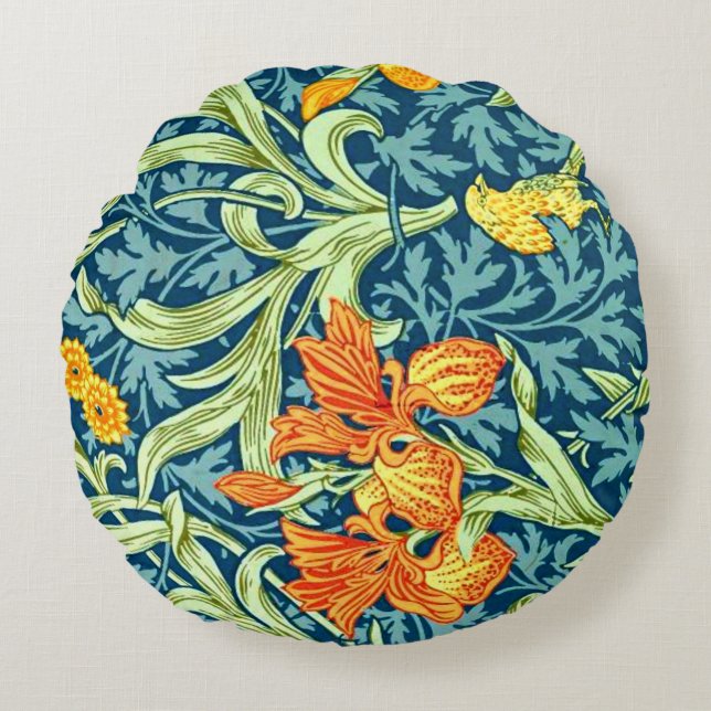 Iris, a William Morris pattern, Round Cushion (Front)