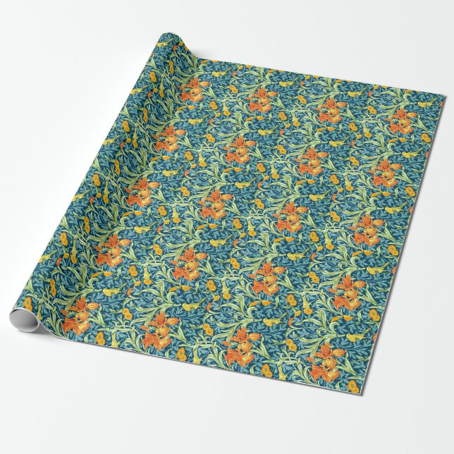 Iris, a William Morris pattern, Wrapping Paper (Unrolled)