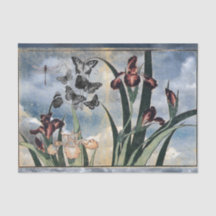 IRIS AND BUTTERFLIES IN CLOUDS Tissue Paper