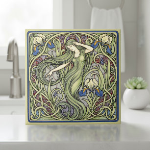 Iris and Muse Art Nouveau Pat#5 ID1193 Tile