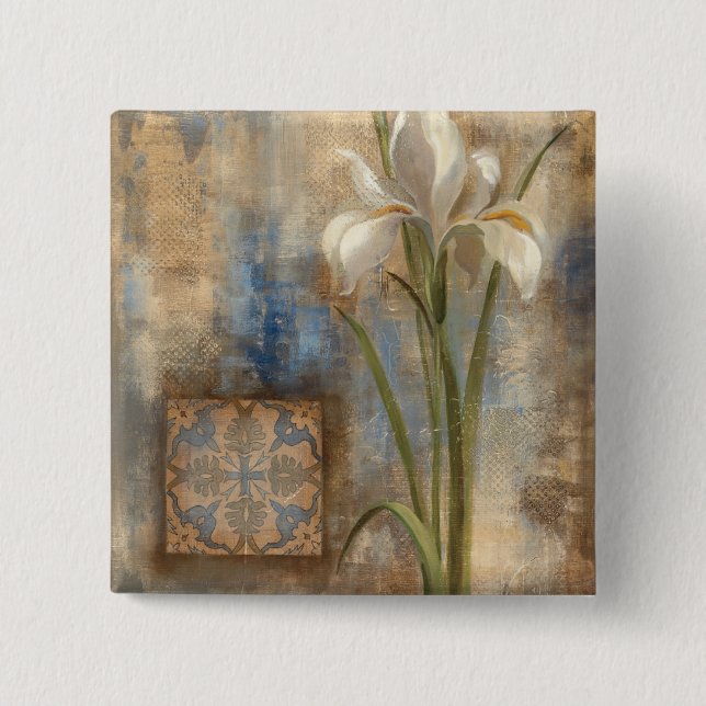 Iris and Tile 15 Cm Square Badge (Front)