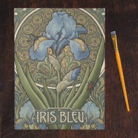 Iris Bleu French Style Art Nouveau Blue Irises