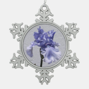 Iris Bloom Snowflake Pewter Christmas Ornament