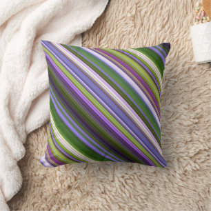 Iris Blossoms Purple and Green Stripe and Plaid Cushion