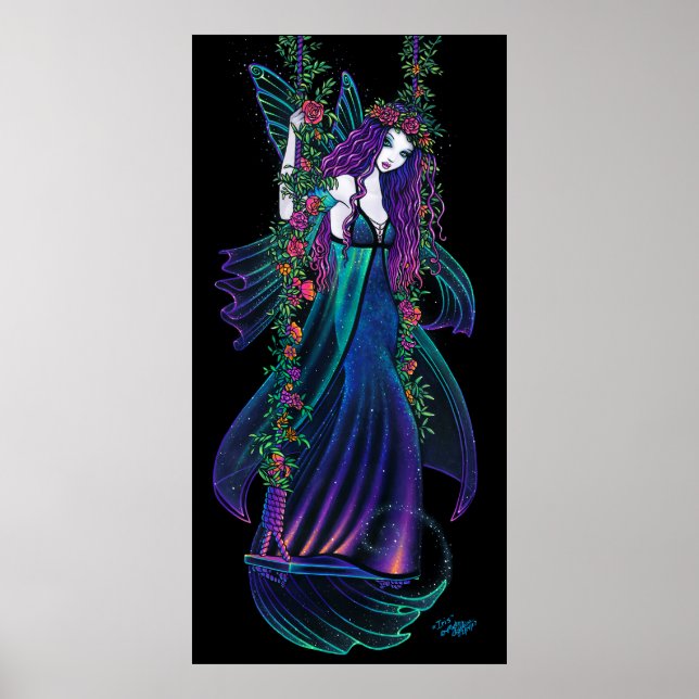 Iris Bohemian Fairy Swing Flower Child Hippie Art Poster (Front)