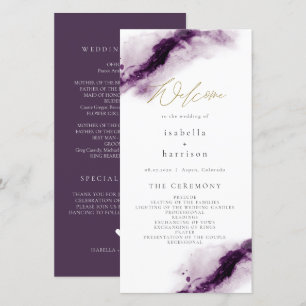 IRIS Boho Plum Purple Watercolor Splash Program Thank You Card
