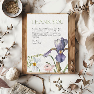 Iris Botanical Lavender Floral Blush Wedding Thank You Card