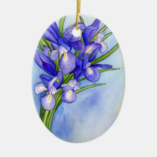Iris Bouquet Flower Art Painting Ornament Pendant
