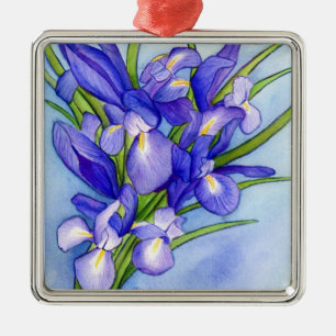 Iris Bouquet Flower Art Painting Ornament Pendant