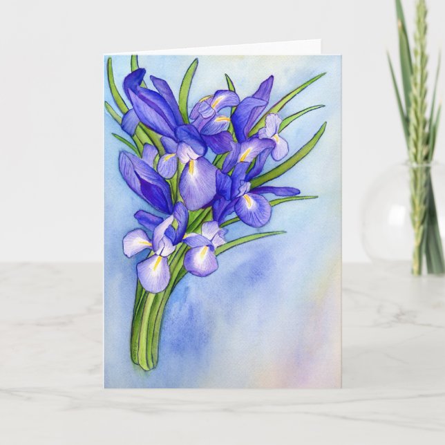 "Iris Bouquet" Painting Greeting Card (Front)