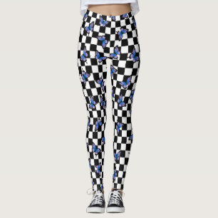 Iris Butterflies Chequered Spandex Leggings 