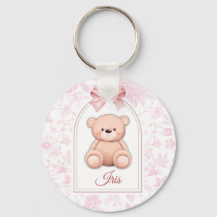 Iris   Custom Pink Teddy Bear Nursery Design  Key Ring
