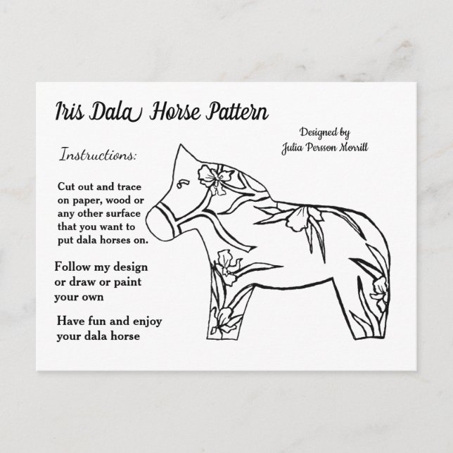 Iris Dala Horse Pattern to Share Holiday Postcard (Front)