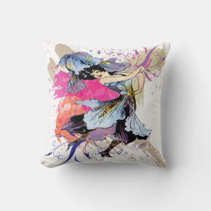 Iris Dancing Fairy Lady Vintage Abstract Art Cushion