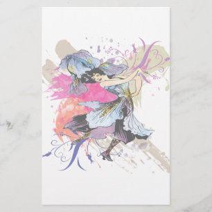Iris Dancing Fairy Woman Abstract Art Flowers Stationery
