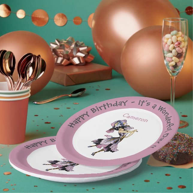 Iris - Fleur-de-Lis Whimsical Flower Party Supply Paper Plate (Multi)