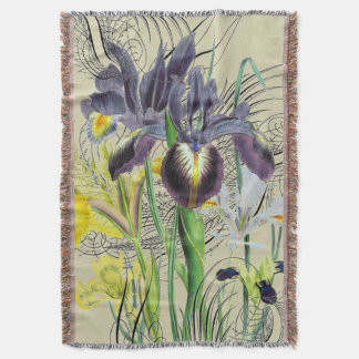 Iris Floral Fantasy 2.0 Neutral Throw Blanket