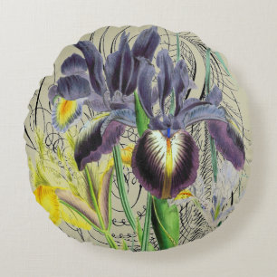 Iris Floral Fantasy 2.0 Round Neutral Round Cushion